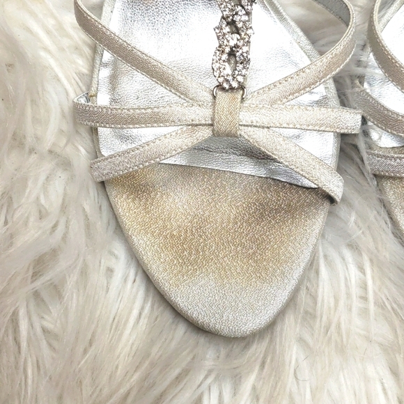 Nina High Heel Sandals Rhinestone Glitter t-strap silver 9M - Picture 5 of 10